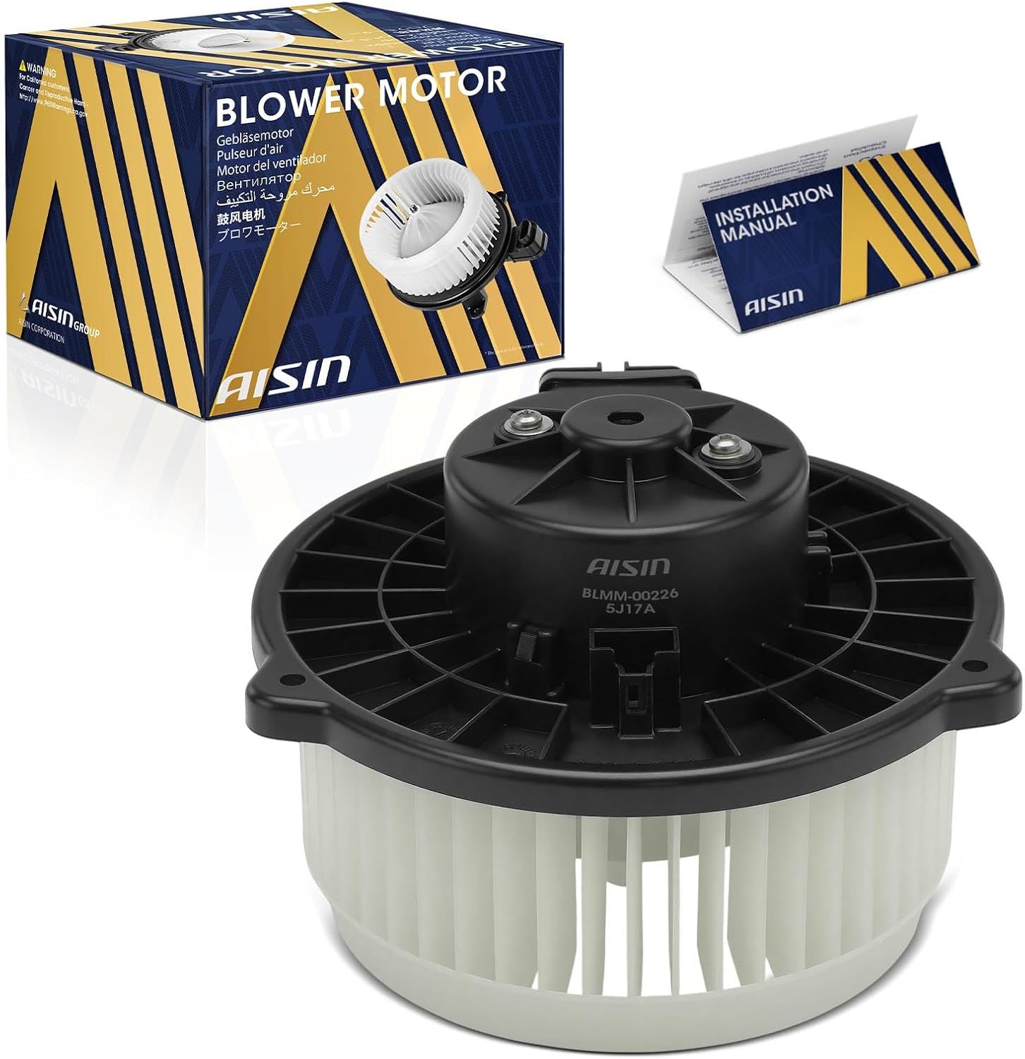 AISIN AFTERMARKET BLMM-00226 HVAC Blower Motor with Wheel Assembly - Compatible with Mitsubishi Eclipse 2006-2012, Galant 2006-2012, Endeavor 2005-2008 2010-2011