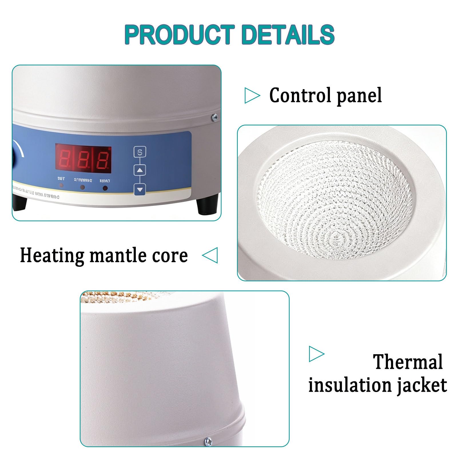 Manta Calefactora Digital con Agitación Magnética, 300℃ 500ml | Manto Calefactor Electrotérmico Electromantles Pantalla Digital y Control Temperatura, para Agitación Calentamiento Líquidos