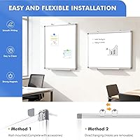 Vista 2 de WALGLASS Pizarra blanca magnética, 36 x 24 pulgadas, de doble cara, borrado en seco, pizarra blanca para pared, colgar o montar, horizontal