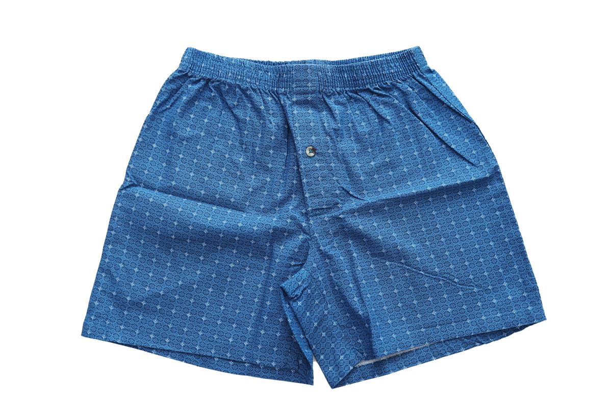 Mens Printed Cotton Shorts Blue-image-11