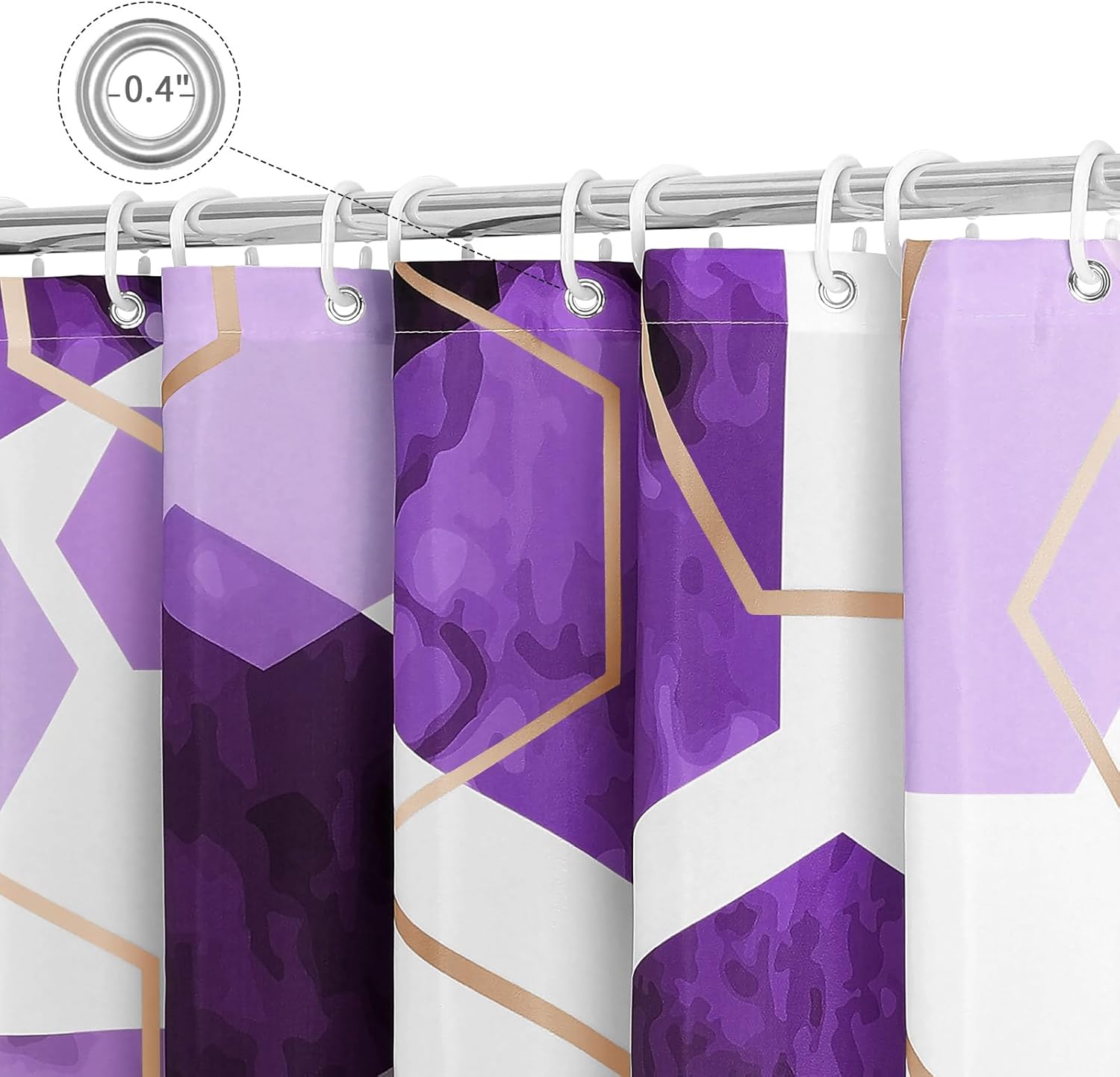 Litabel Purple Modern Shower Curtain for Bathroom, Geometric Art Decor Waterproof Bath Curtain, Abstract Fabric Shower Curtain Sets for Home Decor, 72x72 Inch