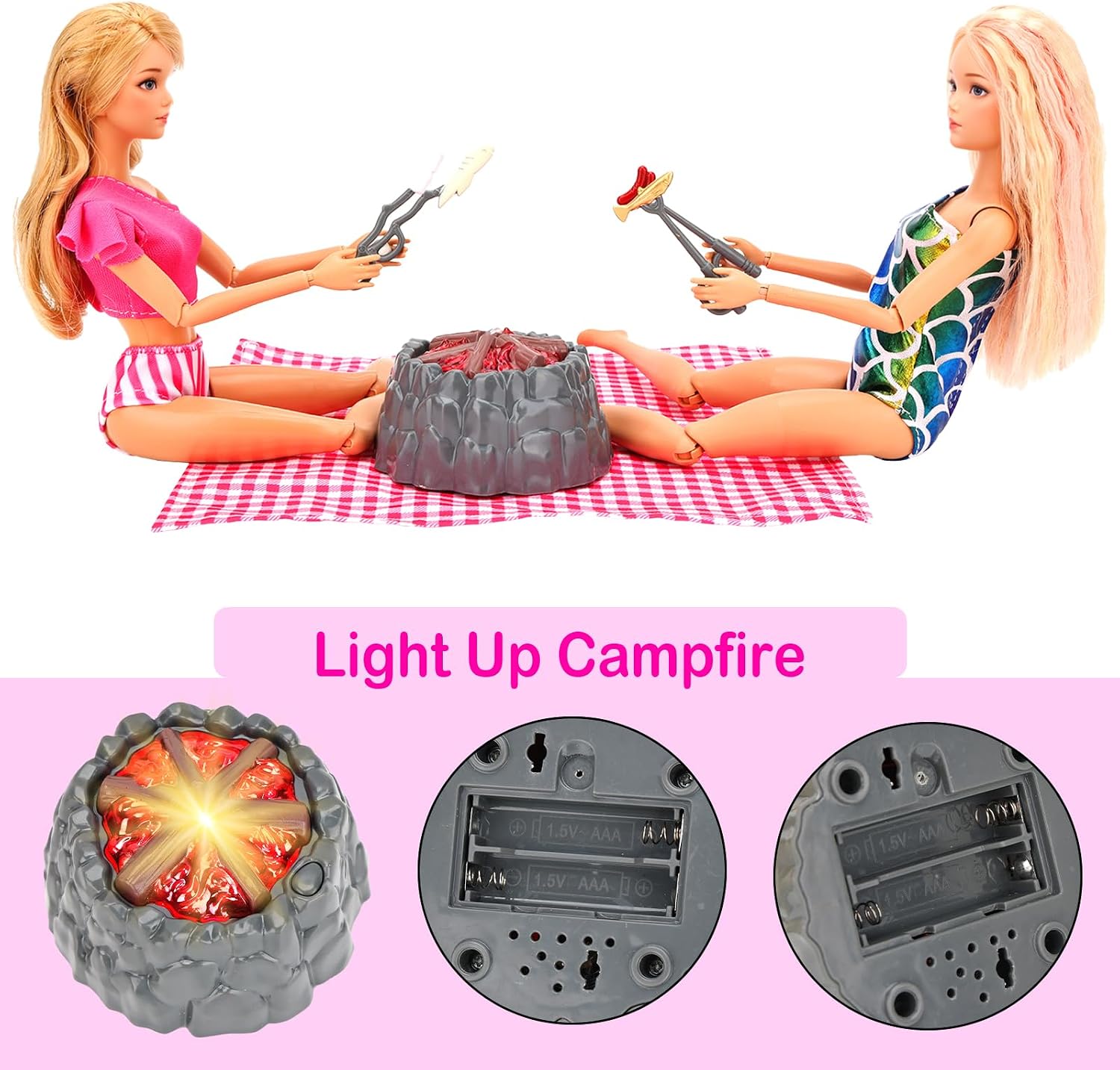 27 Pcs Doll Summer Doll Clothes & Accessories for 11.5 Inch Girl Dolls | Including 5 Swimsuits 8 Pairs of Shoes Beach Chair Bonfire Swim Ring Summer Accessories for 11.5" Girl Doll Summer Set