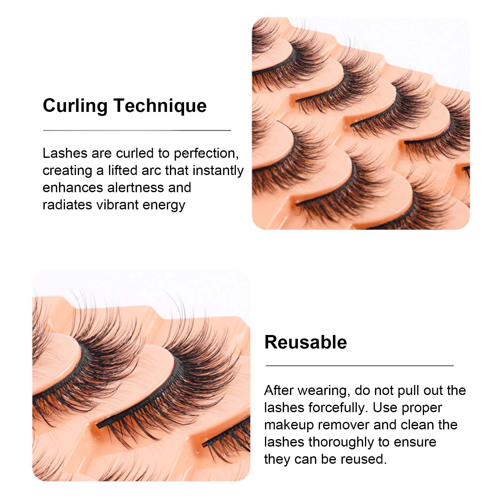 Fake Eye Lashes, ShiningUU 20 works Fluffy Wispy D Curl Natural Look Thick Volume Faux Mink Fake Eyelashes - Image 4
