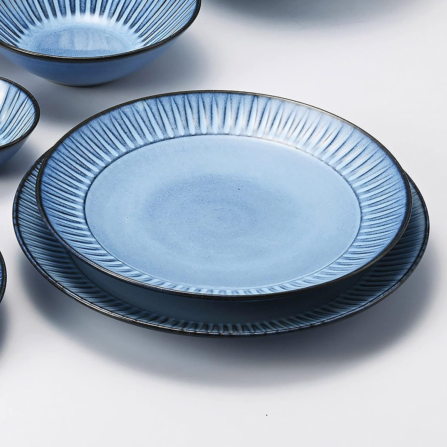 Hama Pottery 391132 Hasami Ware Lizard Emen Kiln, Blue Carved, 9-inch Plate