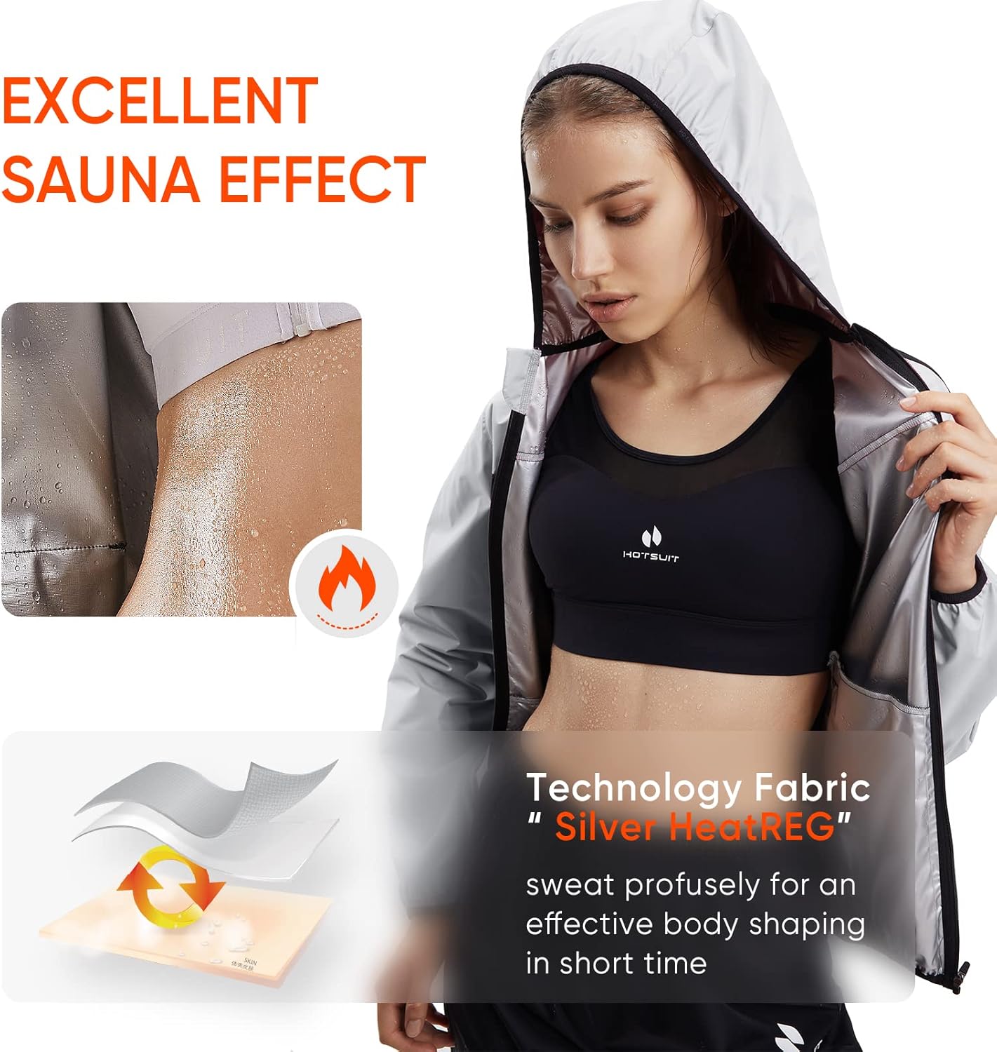 HOTSUIT Sauna Suit for Women Weight Loss Sweat Suits Sauna Jacket Pant Machine Washable Anti Rip for Gym Workout Exercise - Image 4