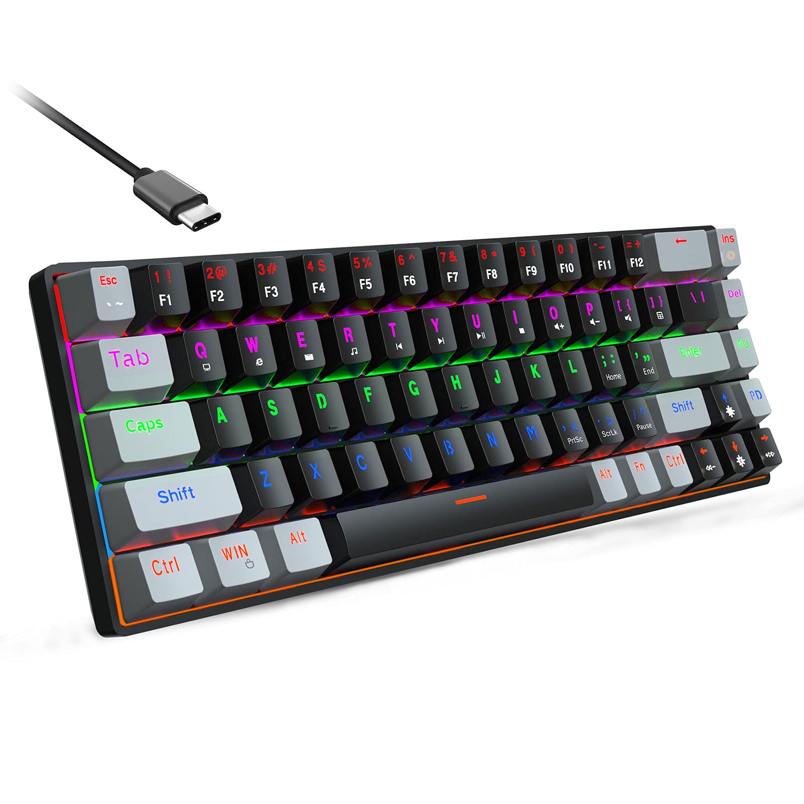 Buy Intendvision Mechanical Keyboard 68 Keys AntiGhosting Wired RGB Multiple Backlit Portable