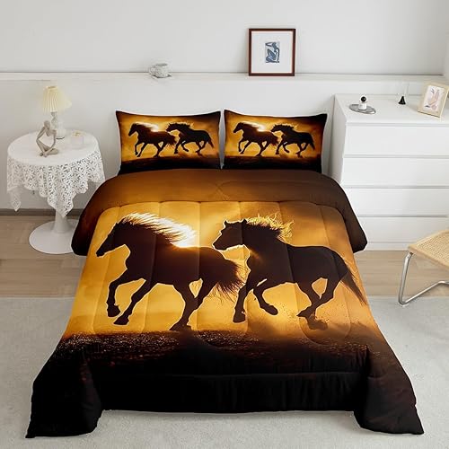 Miniatura 7 de Erosebridal Juego de ropa de cama de oso marrón, juego de edredón de animales de safari en el bosque, acuarela con relleno de edredón de vida