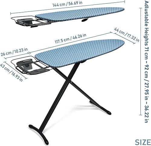Miniatura 2 de Duwee Tabla de planchar de 17 x 46 pulgadas, tamaño completo, tabla de planchar de lujo con soporte para plancha de vapor, cubierta resistente al