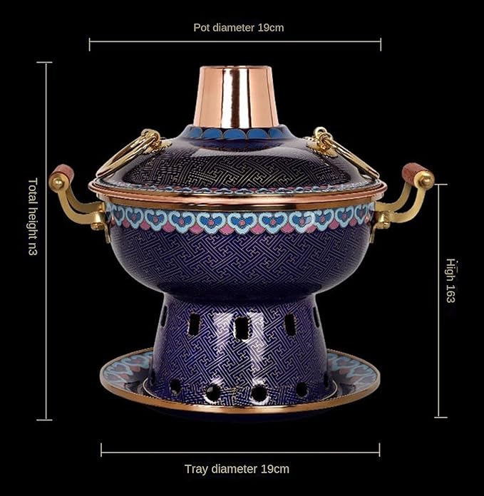 Olla Hot Pot de Cobre con Esmalte, Color Rojo, para Hogar miniatura 2