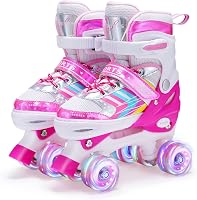 Ylaide Gyerek Görkorcsolya Állítható Méret LED Kerekek Lányoknak Fiúknak - M (EU32-36), Colour Rose 1