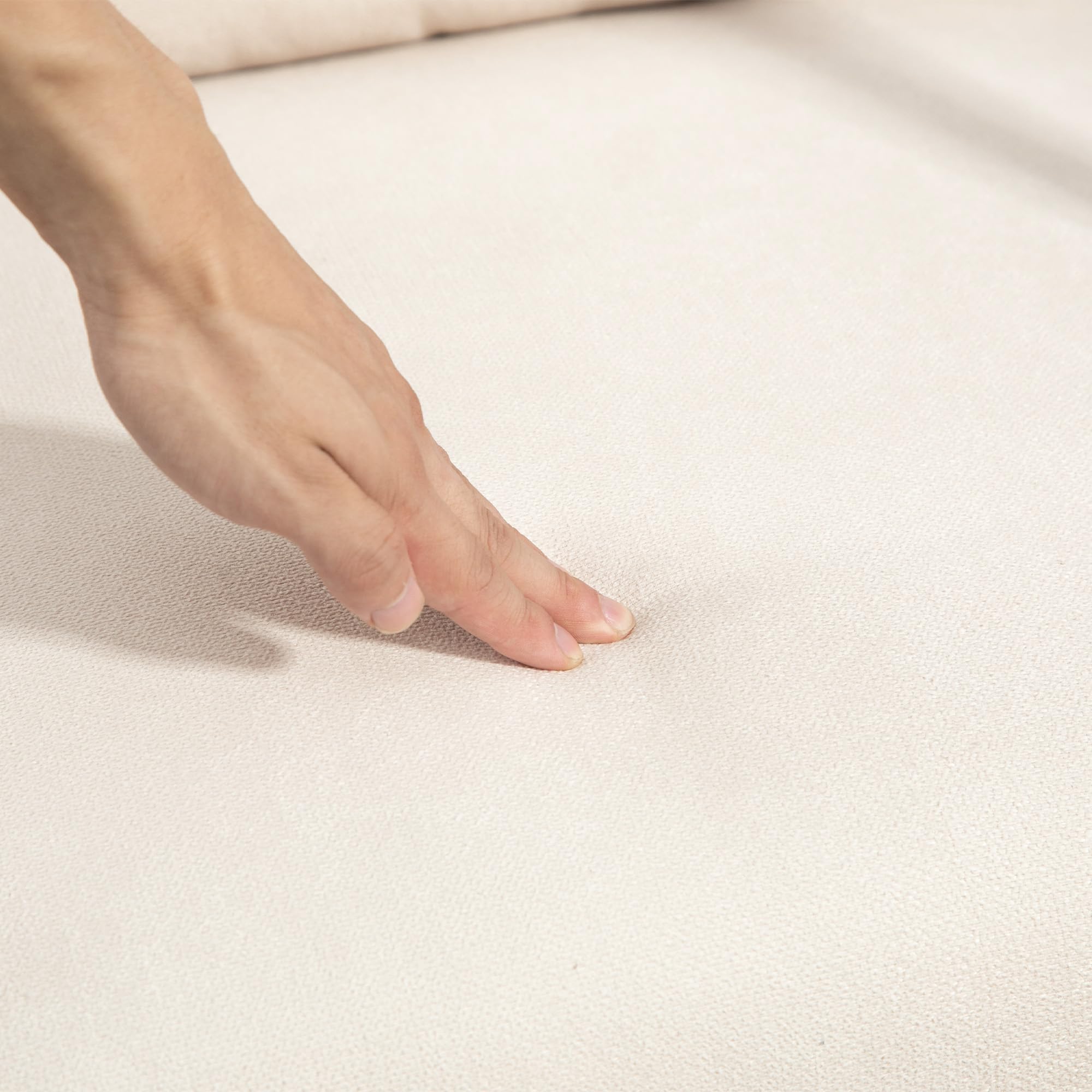 HOMCOM Schaukelstuhl mit Hocker Schaukelsessel Schwingsessel mit Leinenoptik Polstersessel Sessel für Wohnzimmer, Schlafzimmer, Cremeweiß