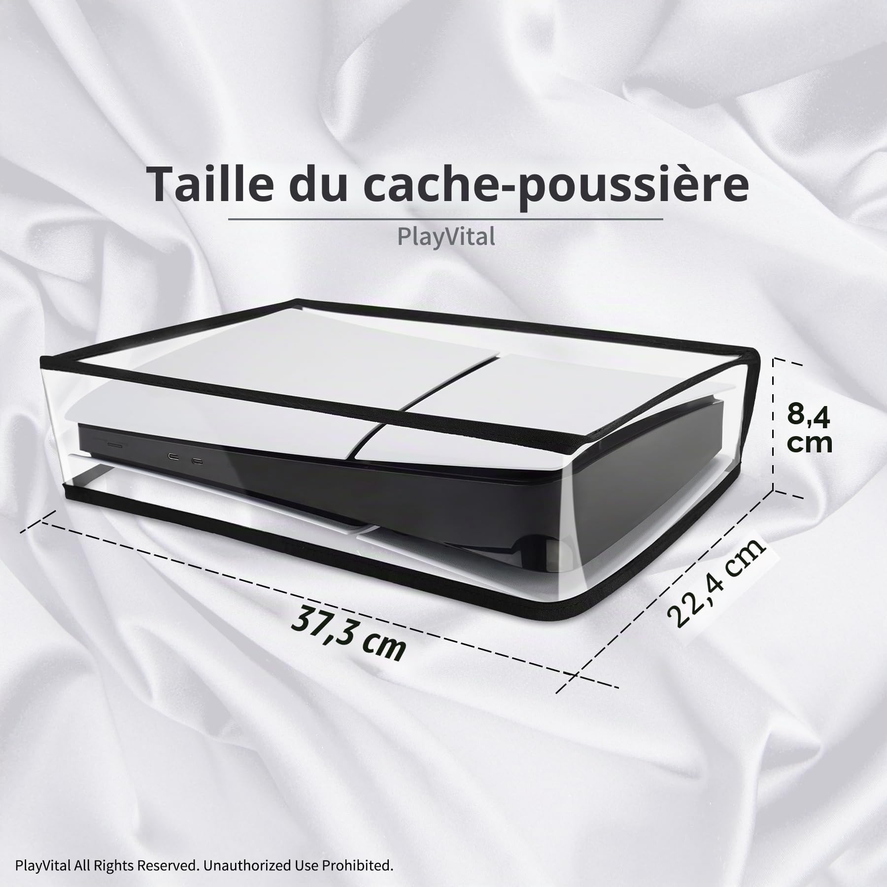 playvital Housse Anti-Poussière pour ps5 Slim Console,Accessoire Protection pour ps5 Slim Cache-Poussière Dust Cover,Digital Edition-Horizontal,Transparent
