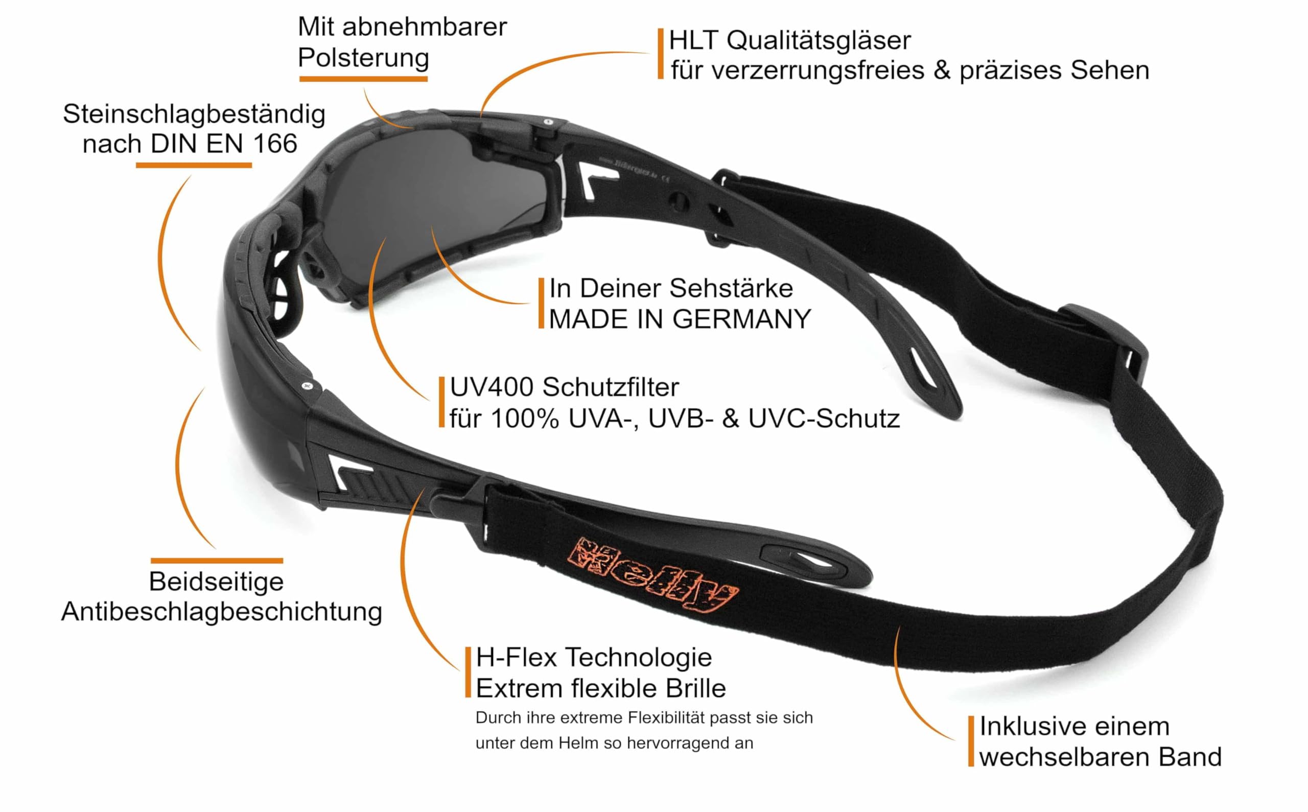 HELLY® - No.1 Bikereyes® | Bikerbrille, Motorradbrille, Motorrad Sonnenbrille | TESTSIEGER*: beschlagfrei, winddicht, bruchsicher | TOP Tragegefühl