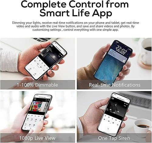 Miniatura 5 de SUNTHIN Cámara inteligente con reflector, sensor de movimiento cableado, luces para exteriores con cámara de seguridad para el hogar de 1080P, IP65