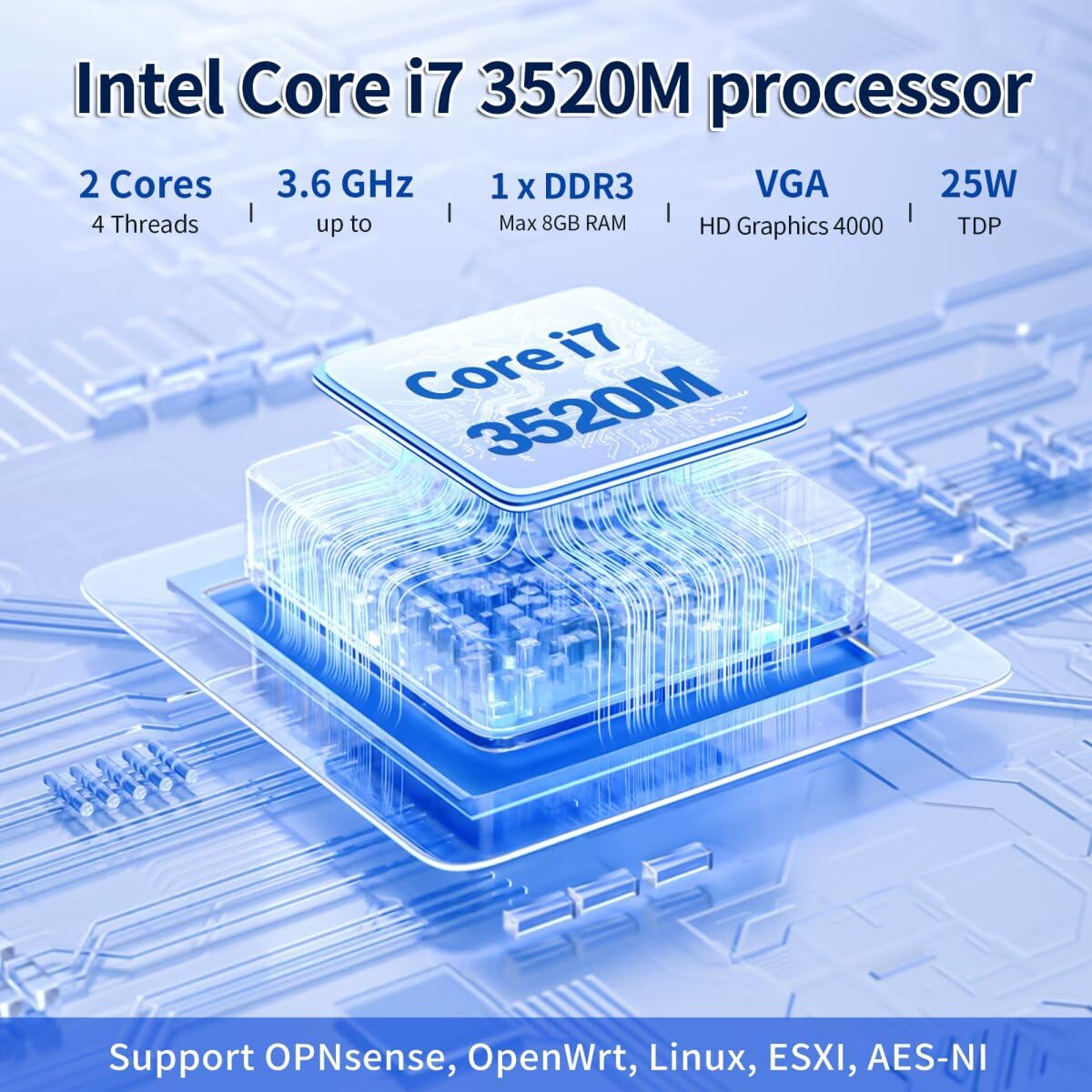 1U Cabinet Core i7 3520M Firewall Appliance 989 Network Security Industrial Control Server, 2 x 10Gigabit SFP+, DDR3 8GB RAM 128GB SSD, 6 x 2.5GbE I226v LAN, RJ45 Console OPNsense
