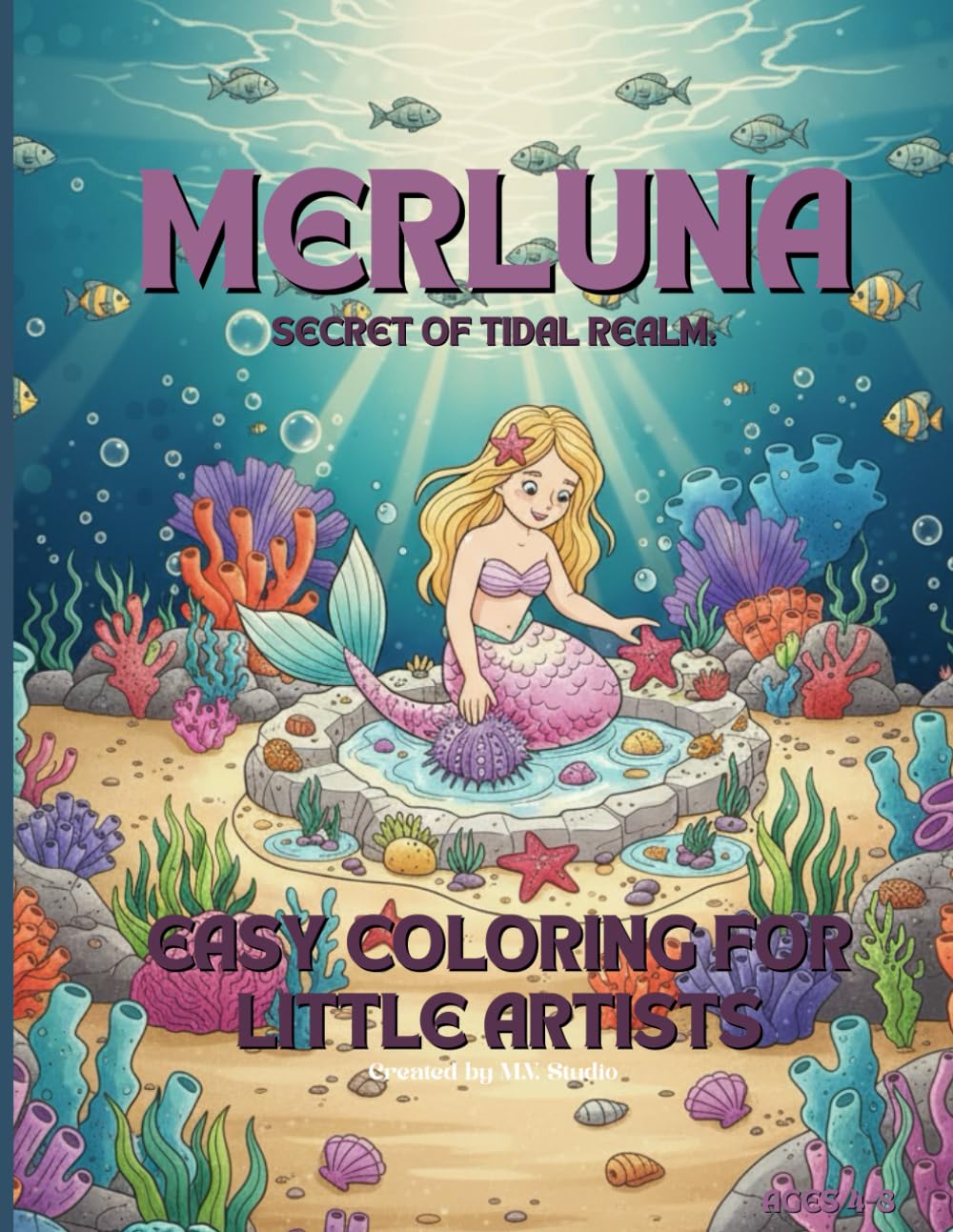 MERLUNA - Secret of Tidal Realm: Easy Coloring for Little Artists: 40+ Big, Bold Pages to Color – No Bleed, Perfect for Crayons & Markers
