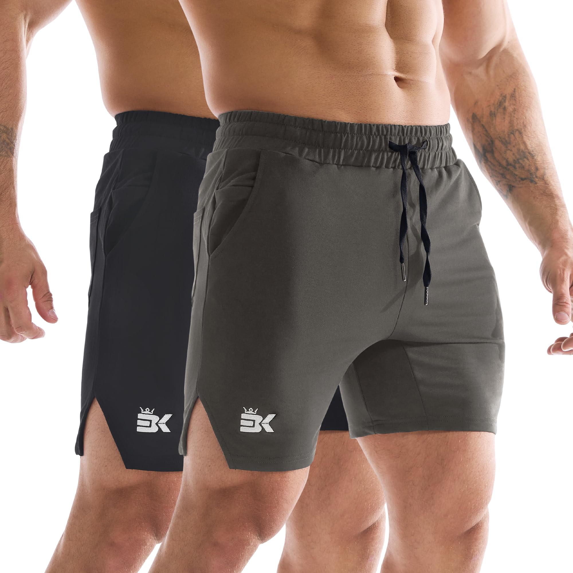 BROKIG Inpok Short de sport pour homme avec poches zippées