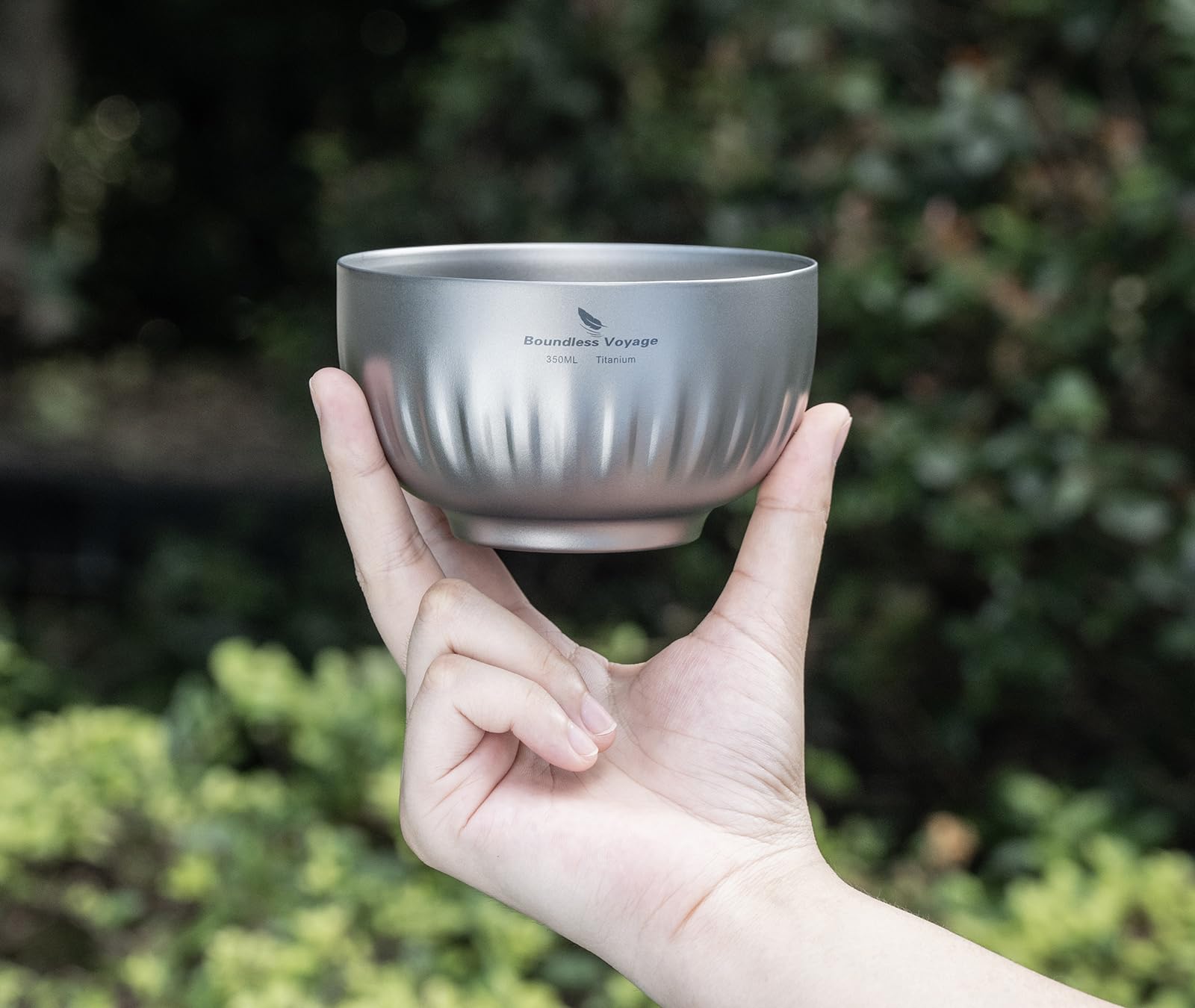 iBasingo Bol en titane à double paroi 500 ml pour farine d'avoine, riz, soupe, bol ultra léger, portable, vaisselle, camping, bol en métal Ti1165T