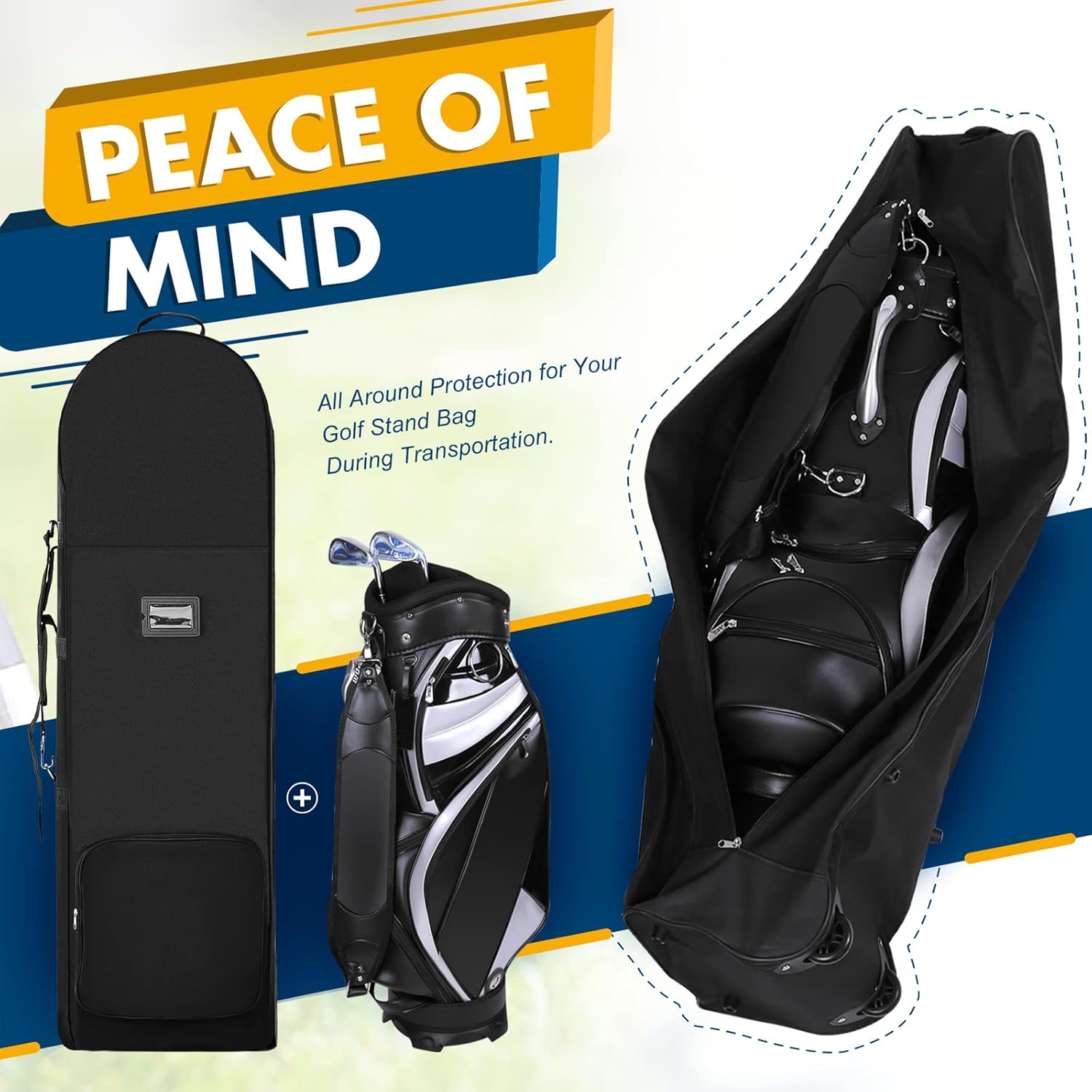 DAREKUKU Golf Travel Covers for Airlines with Detachable Shoulder Straps, Soft Foldable Golf Club Travel Bags, 900D Heavy Duty Oxford -Universal Size : Sports & Outdoors