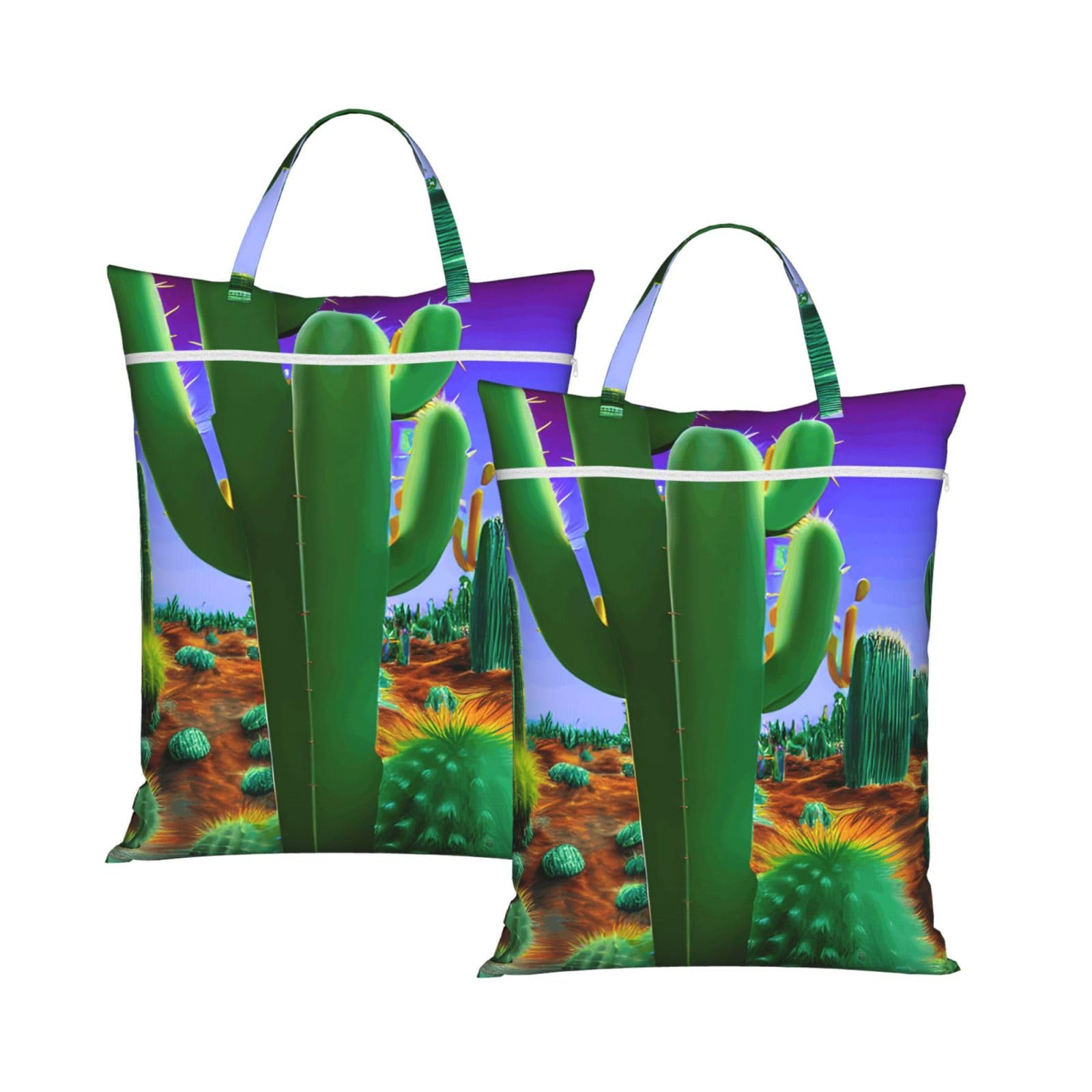 Cactus Desert Print Travel Laundry Bag Foldable Lightweight Camping Beach Dorm Weekend Getaways