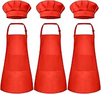 Vista 22 de Conjunto de Delantal y Gorro de Chef para Niños, Delantal Infantil Ajustable con 2 Bolsillos, para Niños Chef y Pintura, Cocinar, Hornear Azul