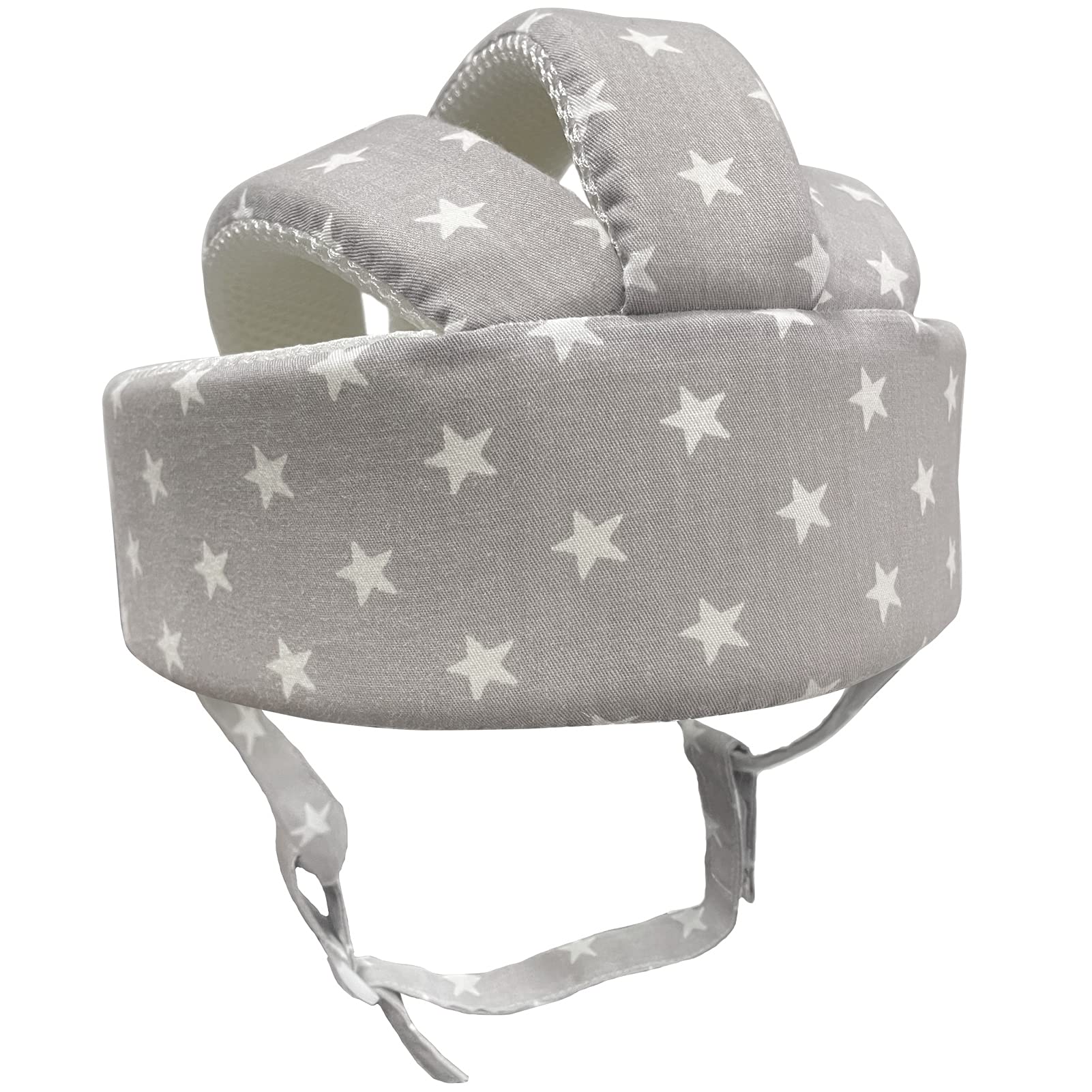 Casco di sicurezza per bambini e bambini, con cuscino protettivo per la testa, morbido e regolabile, con stelle grigie