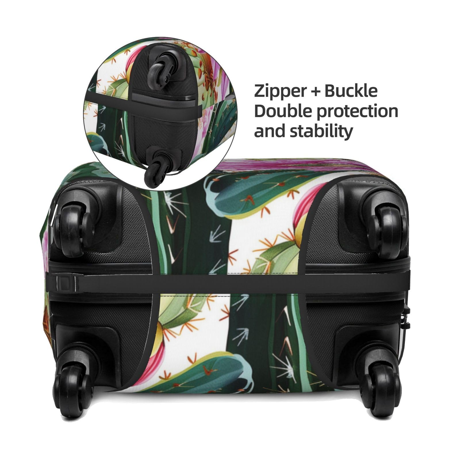 Funda elástica para equipaje de viaje, protector de maleta, diseño de gatos encantadores, antiarañazos, se adapta a equipaje de 31 a 32 pulgadas, Plantas tropicales de cactus, XL(31"-32"