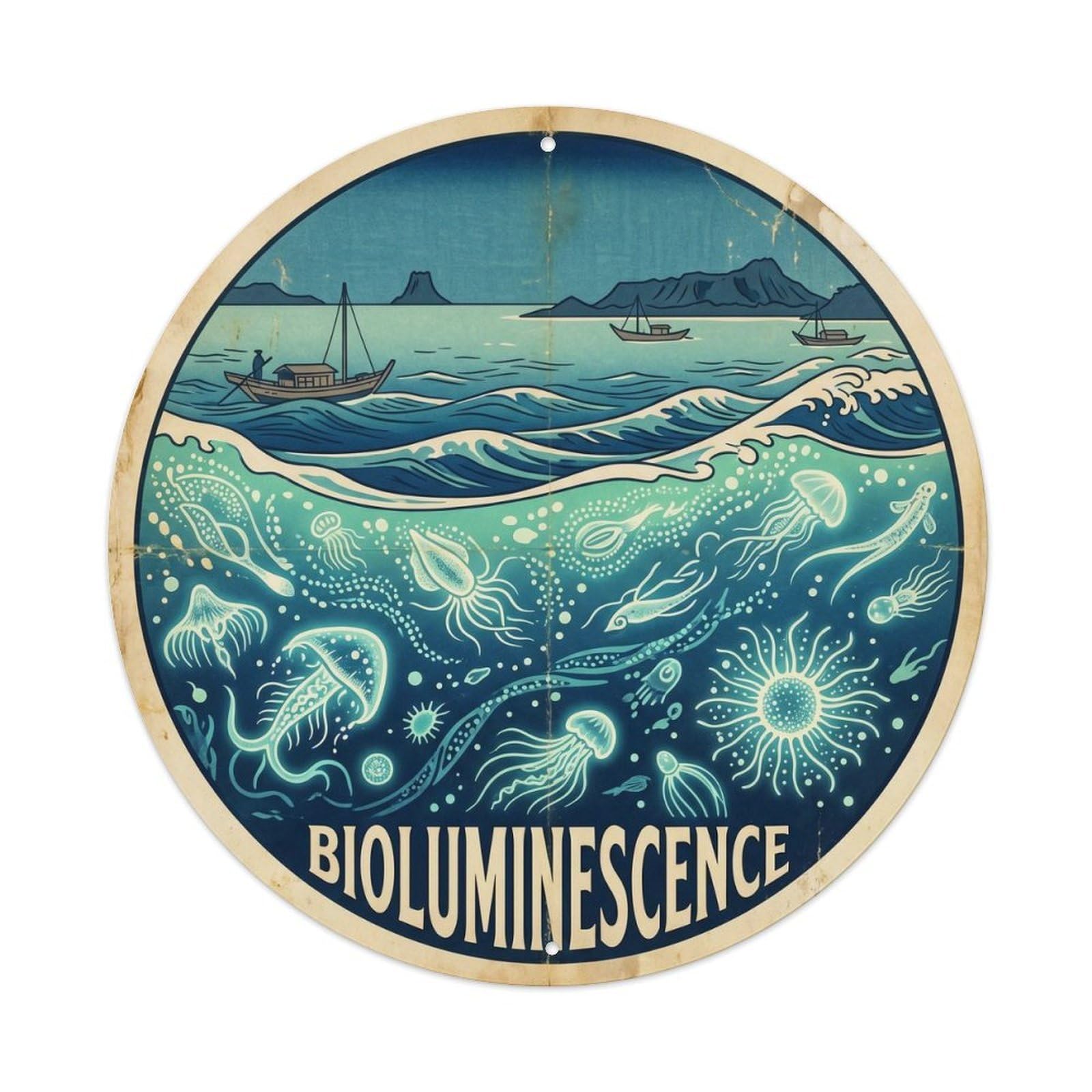 Bioluminescent Bay Hawaii Coastal Island Landmark Metal Tin Sign