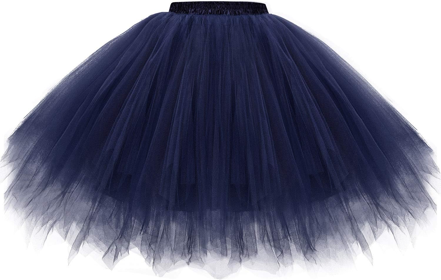 Gardenwed Halloween Tutu Skirt for Women Vintage Tulle Ballet Bubble Dance Party Costume Adults Skirts Medium Navy