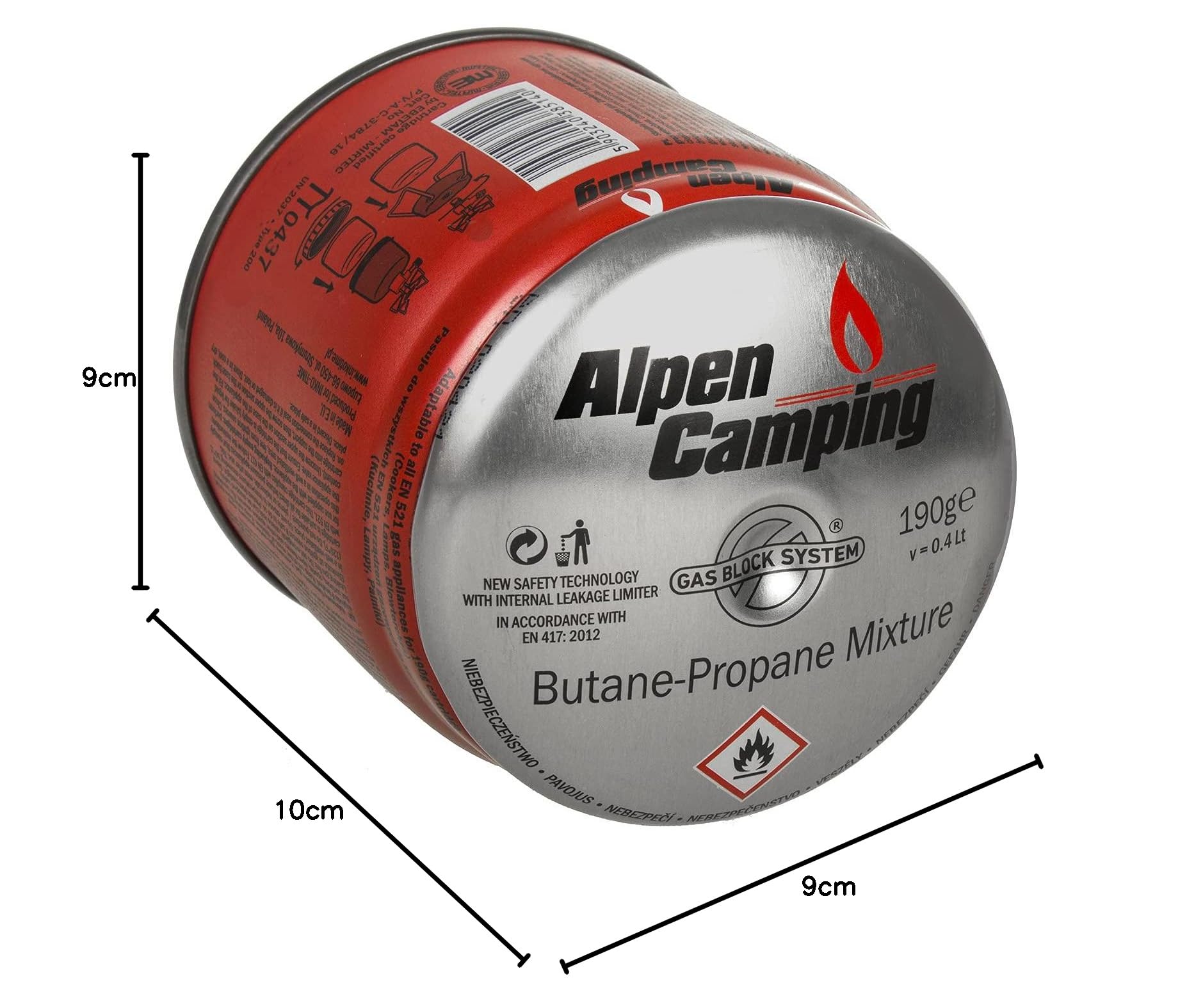 Alpen Camping Cartuccia di Gas 400 ml Propano-Butano Fornello a Gas Fornello da Campeggio (1) (18)