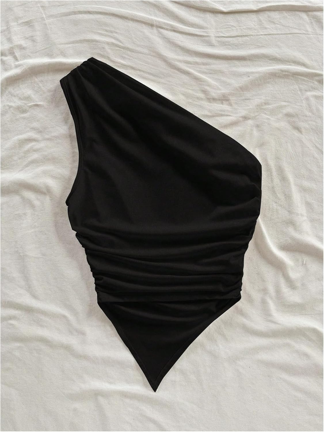 Women's One Shoulder Ruched Tops Summer Sleeveless Asymmetrical Going Out Tank Top - Image 3