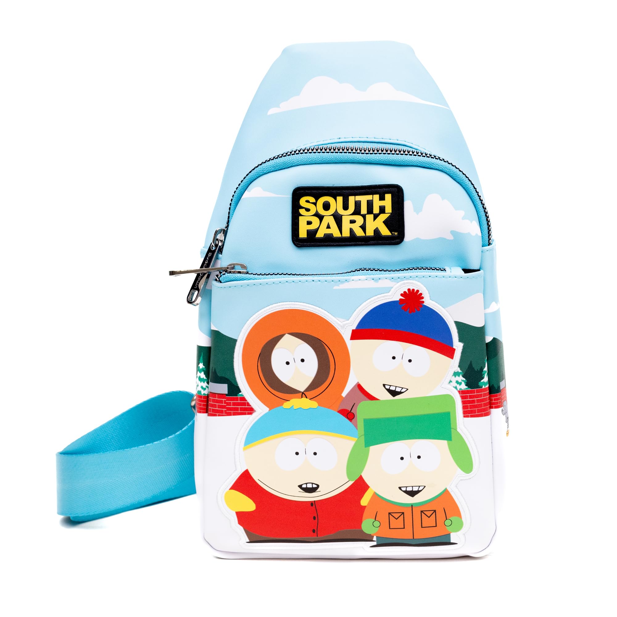 Buckle-Down Comedy Central Bag, Sling, South Park Boys Group Pose Applique, Multi Color, Vegan Leather