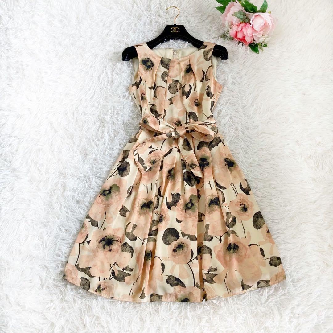 Amazon.co.jp: ANAYI アナイ ベルト 花柄 ワンピース タック リボン  