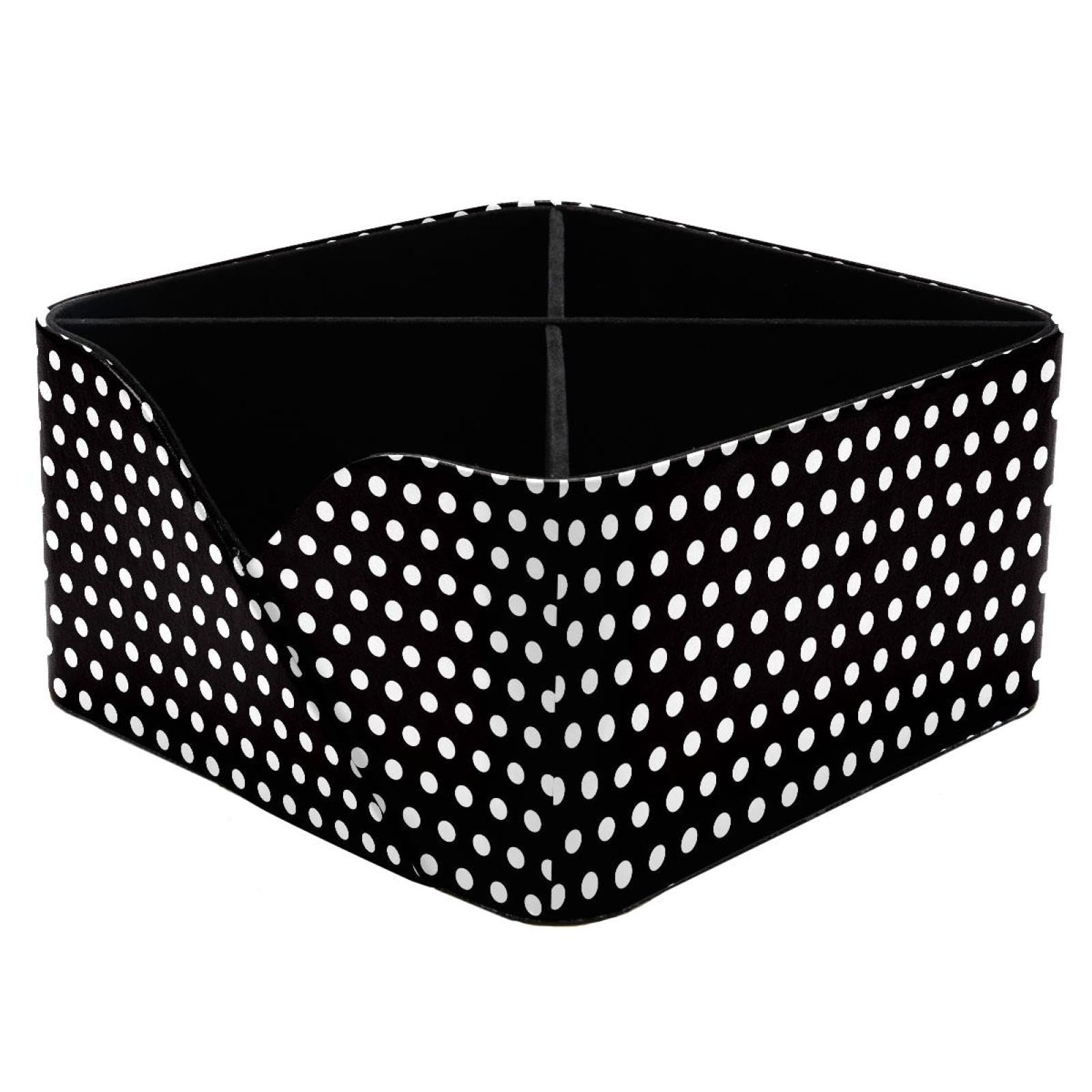 KengjuTesu Back White Circle Desktop Organizer Pen Holder, Rectangular Pencil Cup for Office, Study and Makeup Stations