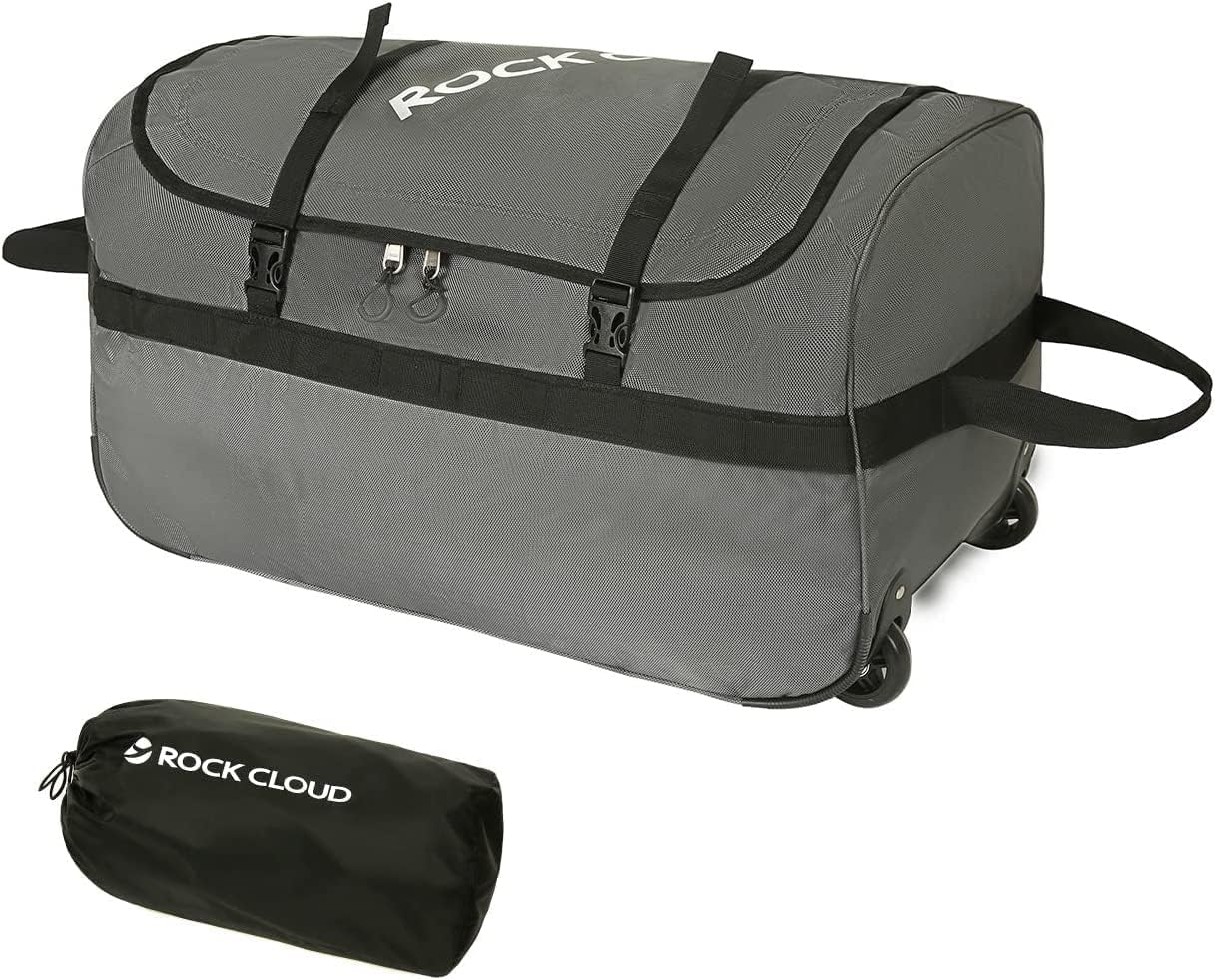 Foldable Wheeled Duffel Bag with Wheels Rolling Duffle Bag Packable for Travel Sports Camping (85L, Grey)