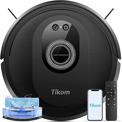 Tikom Robot Vacuum and Mop Combo, 5000Pa Robotic Vacuum Cleaner, 150 Min Max, App & Remote Control