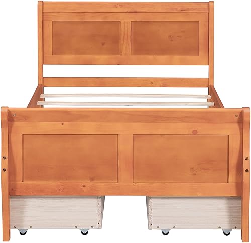 Miniatura 76 de Cama de plataforma de madera de tamaño individual con cabecera en forma de casa, soporte de listones de madera, para dormitorio de niños, niñas,