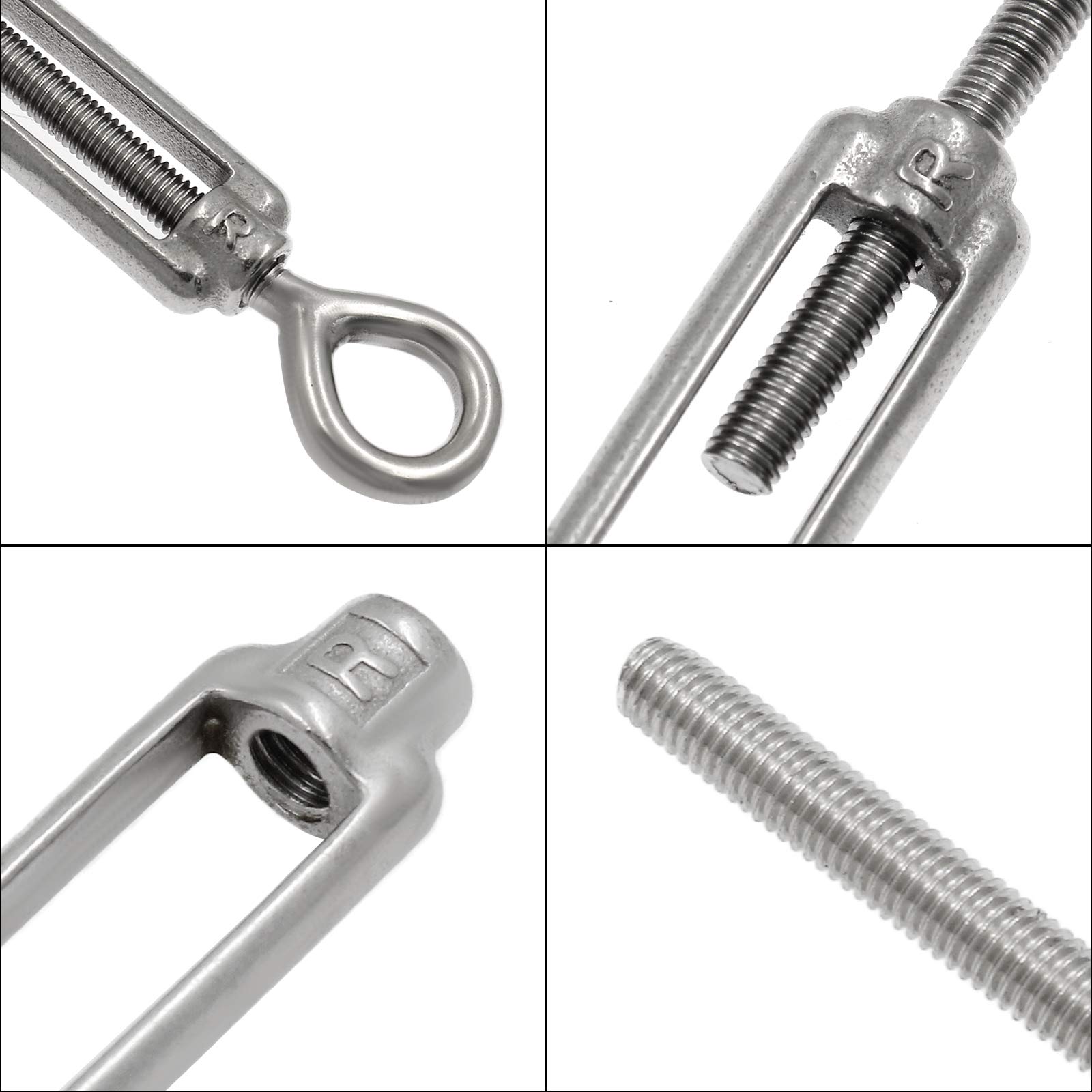 Cable Tensioning Turnbuckle M10 Eye & Eye Turnbuckles – 304 Stainless Steel, 9-14 Inch Adjustable, Pack Of 6 For Cable & Rope Tensioning Adjustable Rigging Hardware - View #9