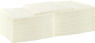 Arkwright Restaurant Cloth Napkins - (Pack of 25) Spun Polyester Dinner Napkin with Hemmed Edges - Ideal for Dinner, Wedding, Party, Banquet, Kitchen, 20 x 20 in, Ivory