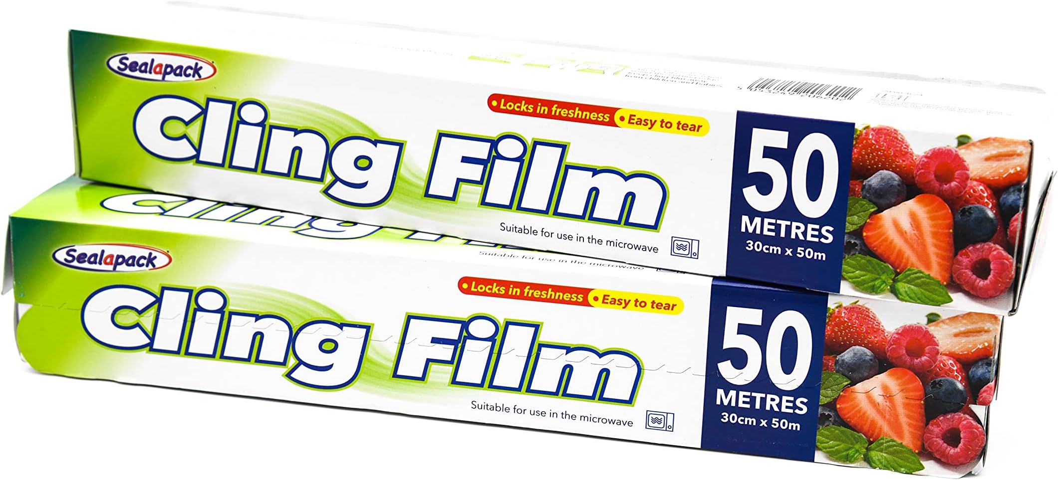 Pack of 2 Cling Film Food Wrap Rolls - Catering Kitchen Use, 2 x 30cm x 50m