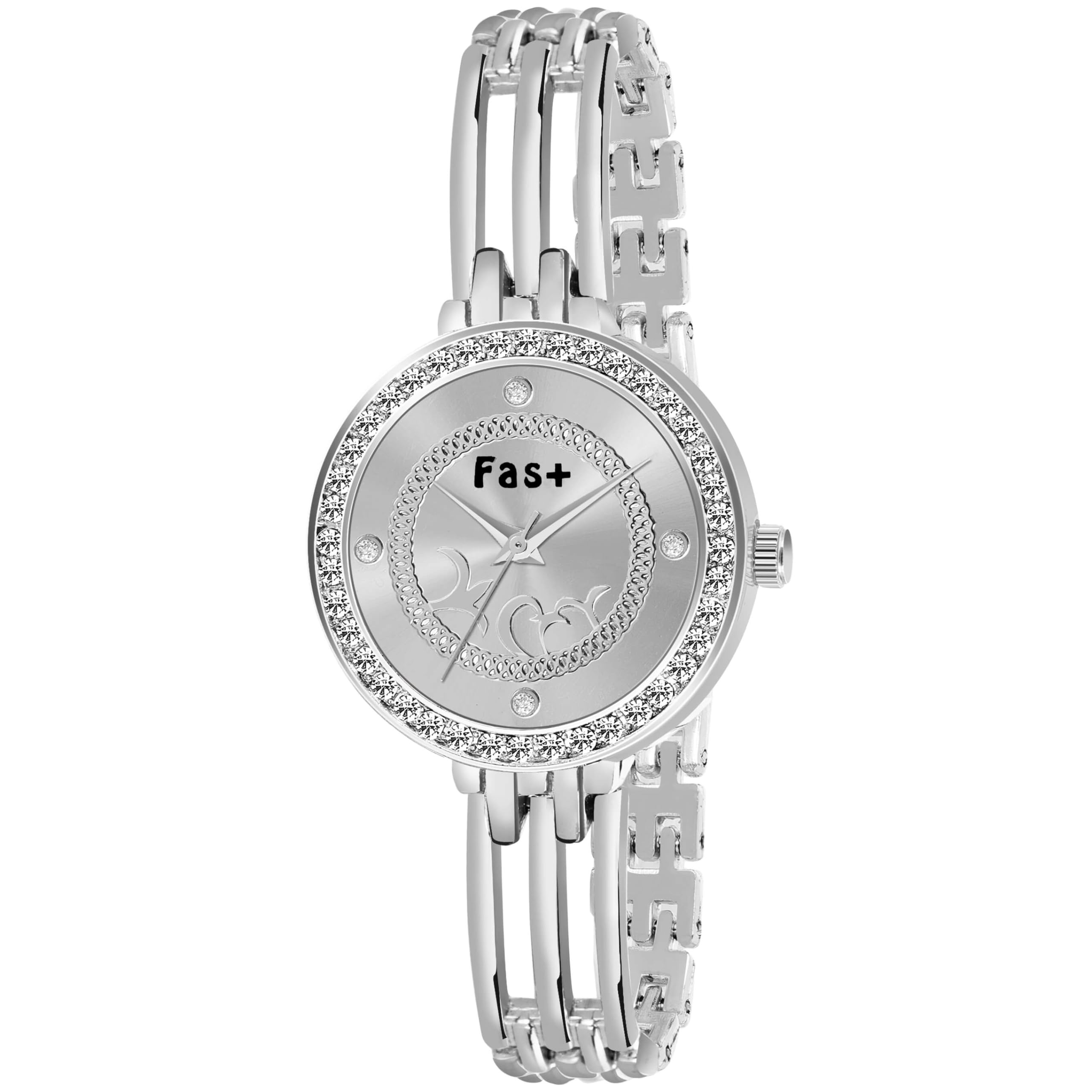 Fas + Diamond Case Wrist Watches for Women and Girls Watch 8-408 (Chrome Plated) (B0CX23LVJW) Amazon Price History, Amazon Price Tracker