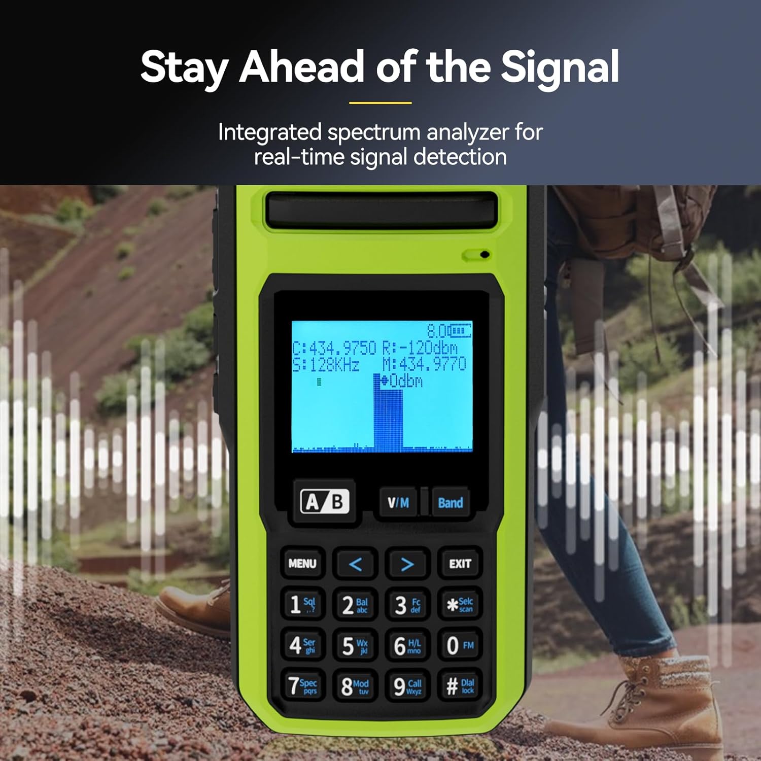 Retevis A3 Ham Radio displaying spectrum analyzer
