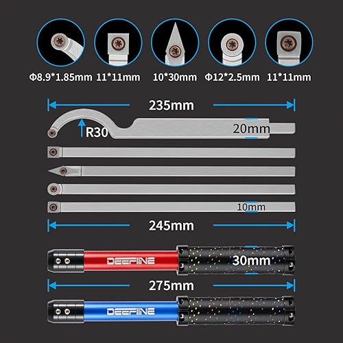 Miniatura 4 de Juego de herramientas de torneado de torno de madera con punta de carburo con lijadora de tazón, torno más duro y acabador, herramientas de