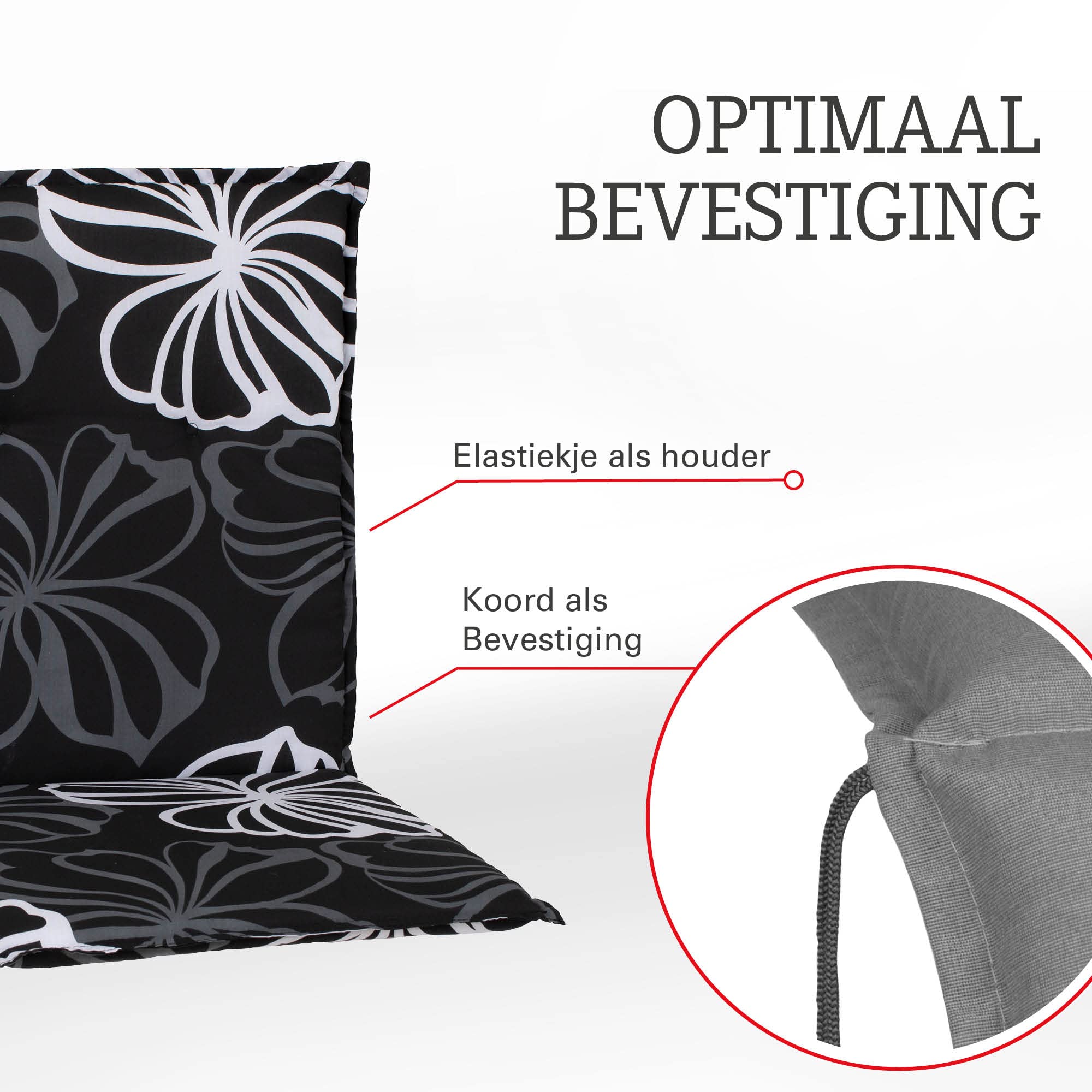 Beo Barcelona Relaxstoelkussen, UV-bestendig, made in EU volgens Öko-Tex standaard, wasbare relaxstoelbekleding met rubberen bevestigingsband, ademende ligstoelbekleding met grijze bloemen