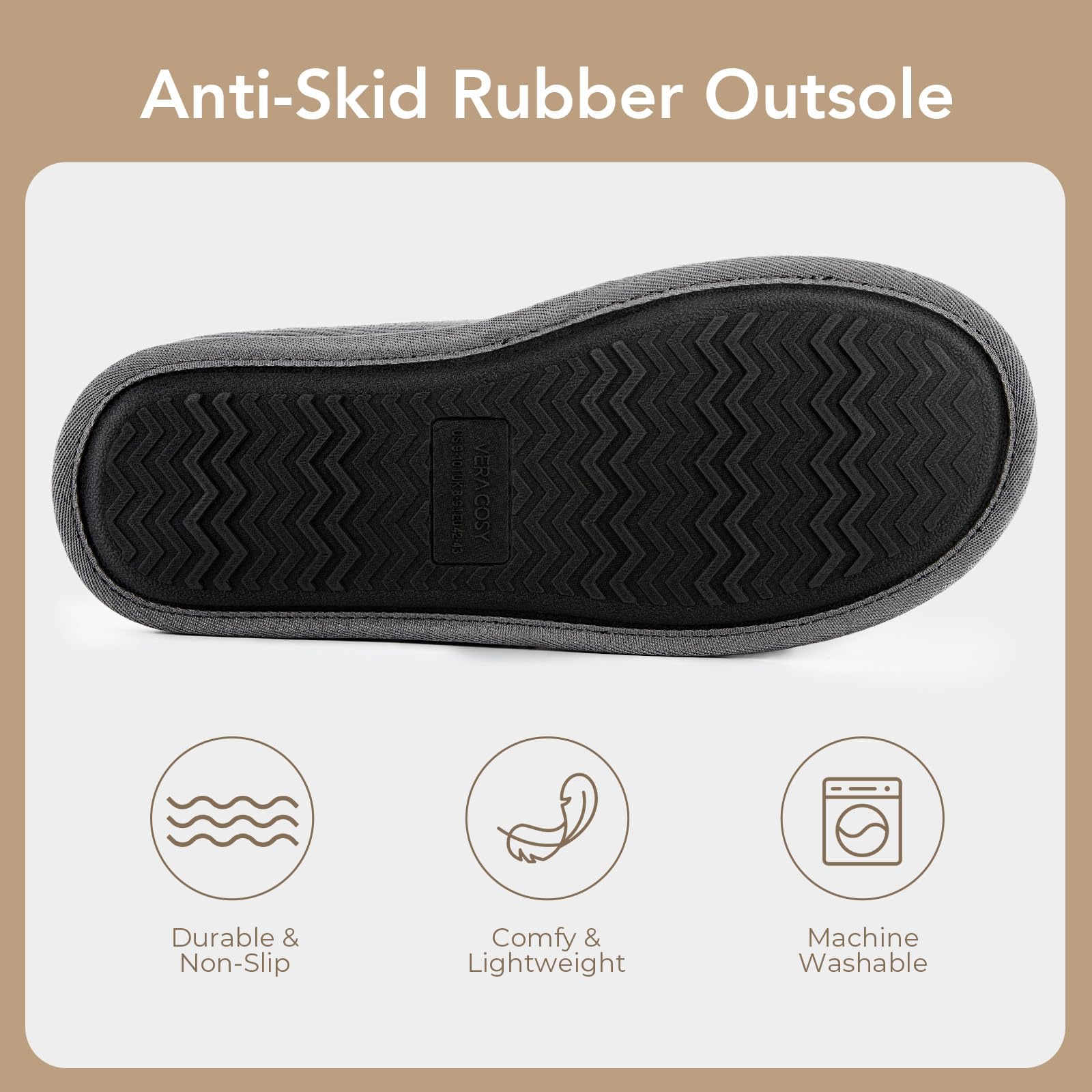 VeraCosy Zapatillas cómodas deslizantes para hombre de pana con espuma viscoelástica zapatos de casa para interiores