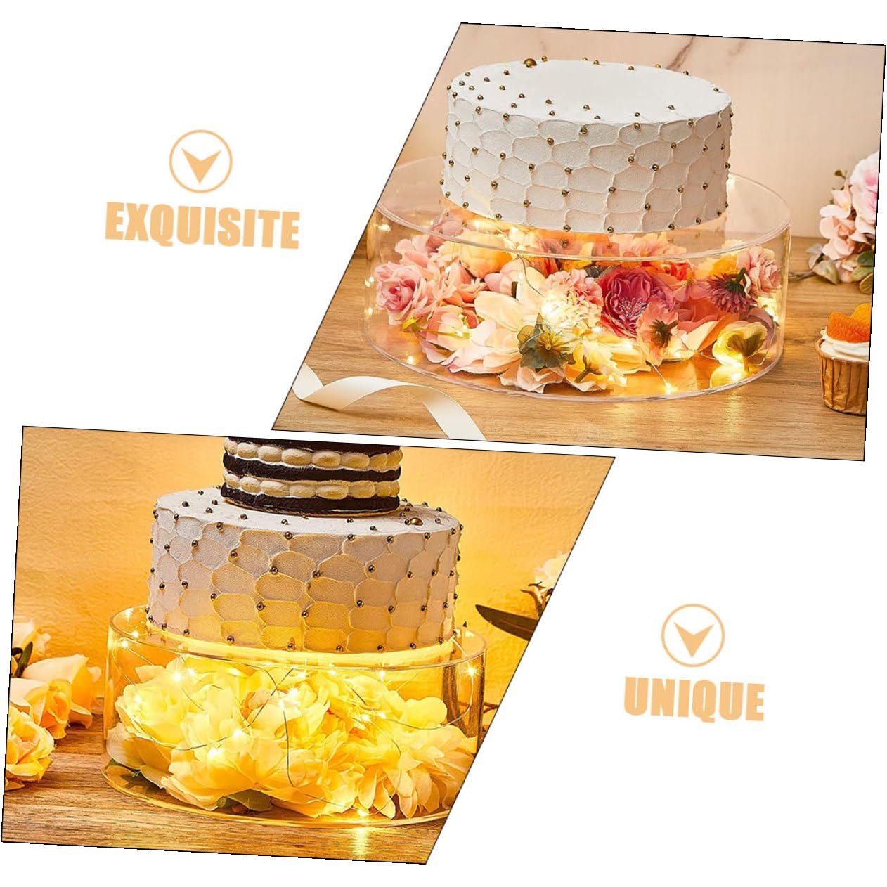 Didiseaon Alzata per Torte Tonda in Acrilico 2 Pezzi, Design Riempibile | Feste e Ristoranti, per Palloncini e Snack, Lavorazione Curata, Atmosfera Raffinata