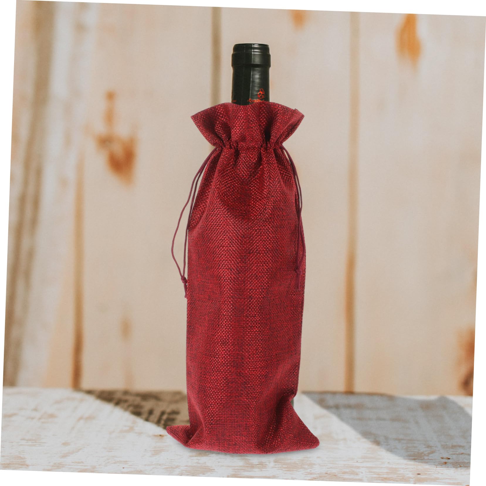 Mobestech 5 Ensembles À Bouteille De Vin en Toile De Jute Boire Canettes De Boissons Gazeuses Empileur Sachet Toile De Jute Noel Poche À Vin À Vin Réutilisable Lin Rouge 5 Pièces * 5