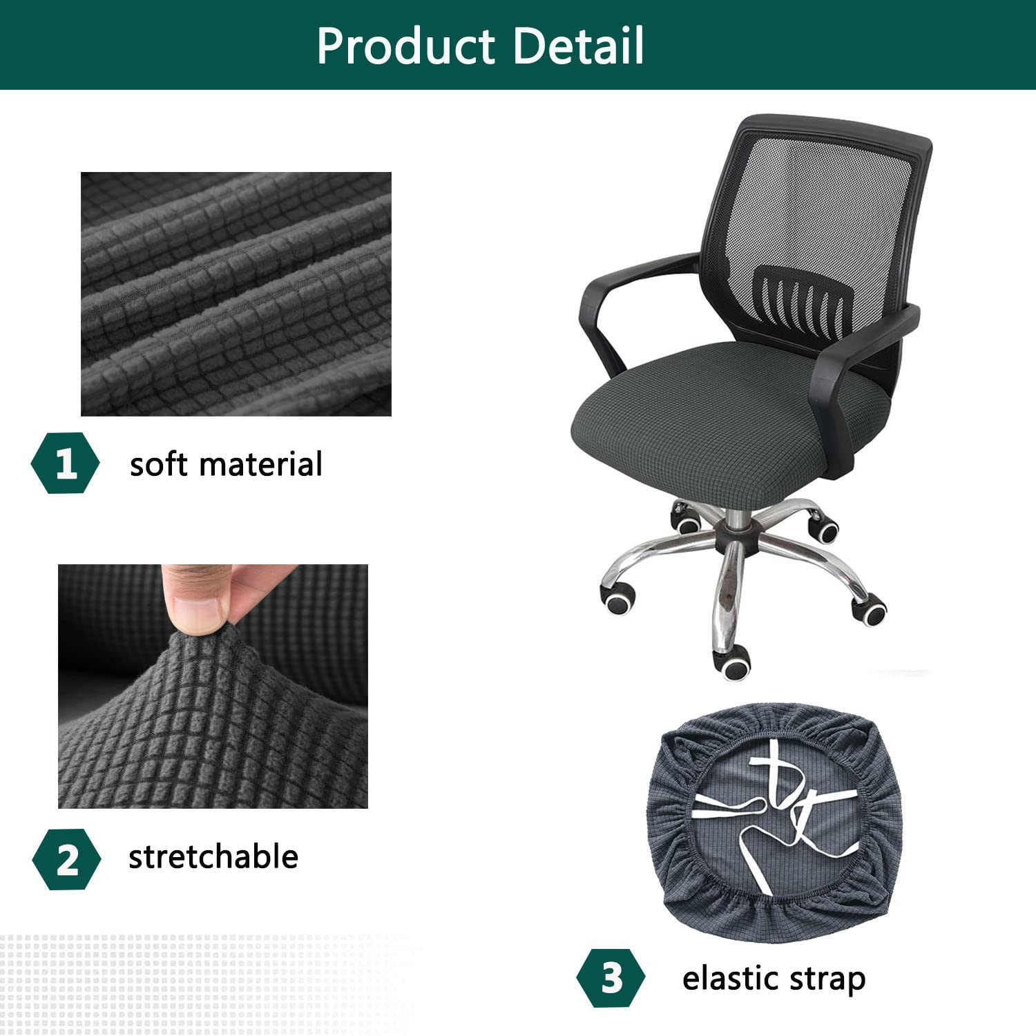 Housses Extensibles Pour Appui-tête De Chaise De Bureau - Tissu Jacquard, Taille Ajustable (50-60x9-12x30-40 Cm) - 2 Pièces, Café Foncé - Anti-tâches, Lavable - 8