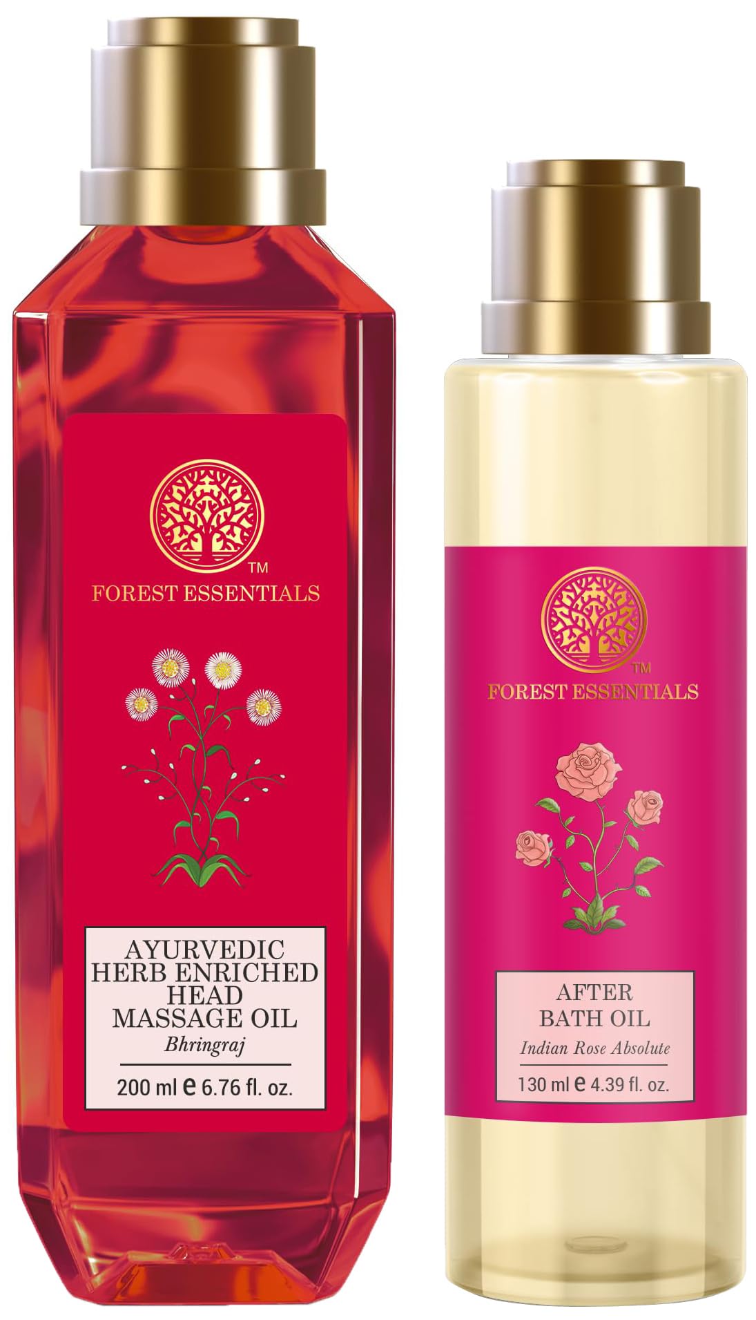 Forest Essentials After Bath Oil Indian Rose Absolute & Forest Essentials Ayurvedic Herb Enriched Head Massage Oil Bhringraj Combo-picture-19