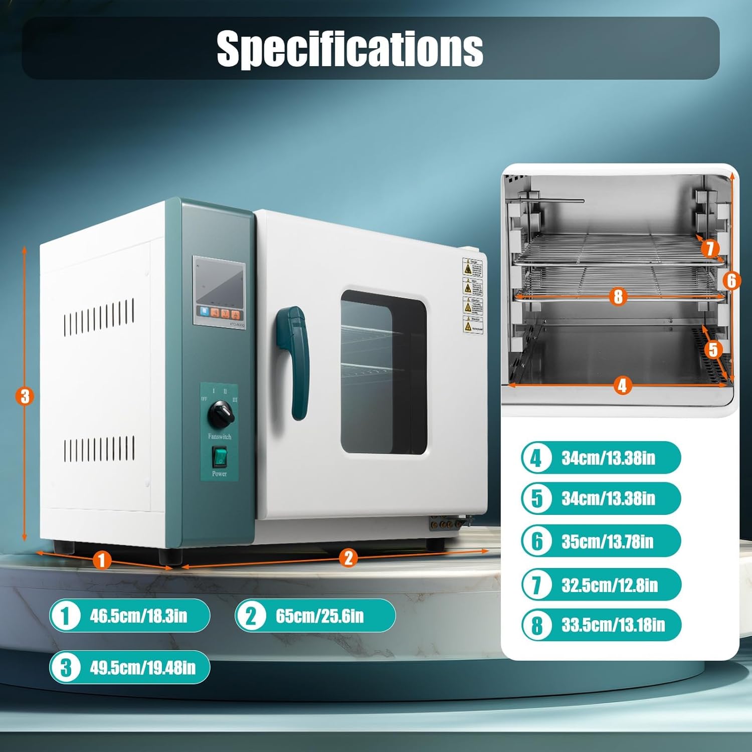 Lab Convection Oven Digital Industrial 45L/12Gal Horizontal Electric Blast Drying with Temperature Controller, 1000w 110v Electric Heating Constant Temperature Blast Drying for Research Institute